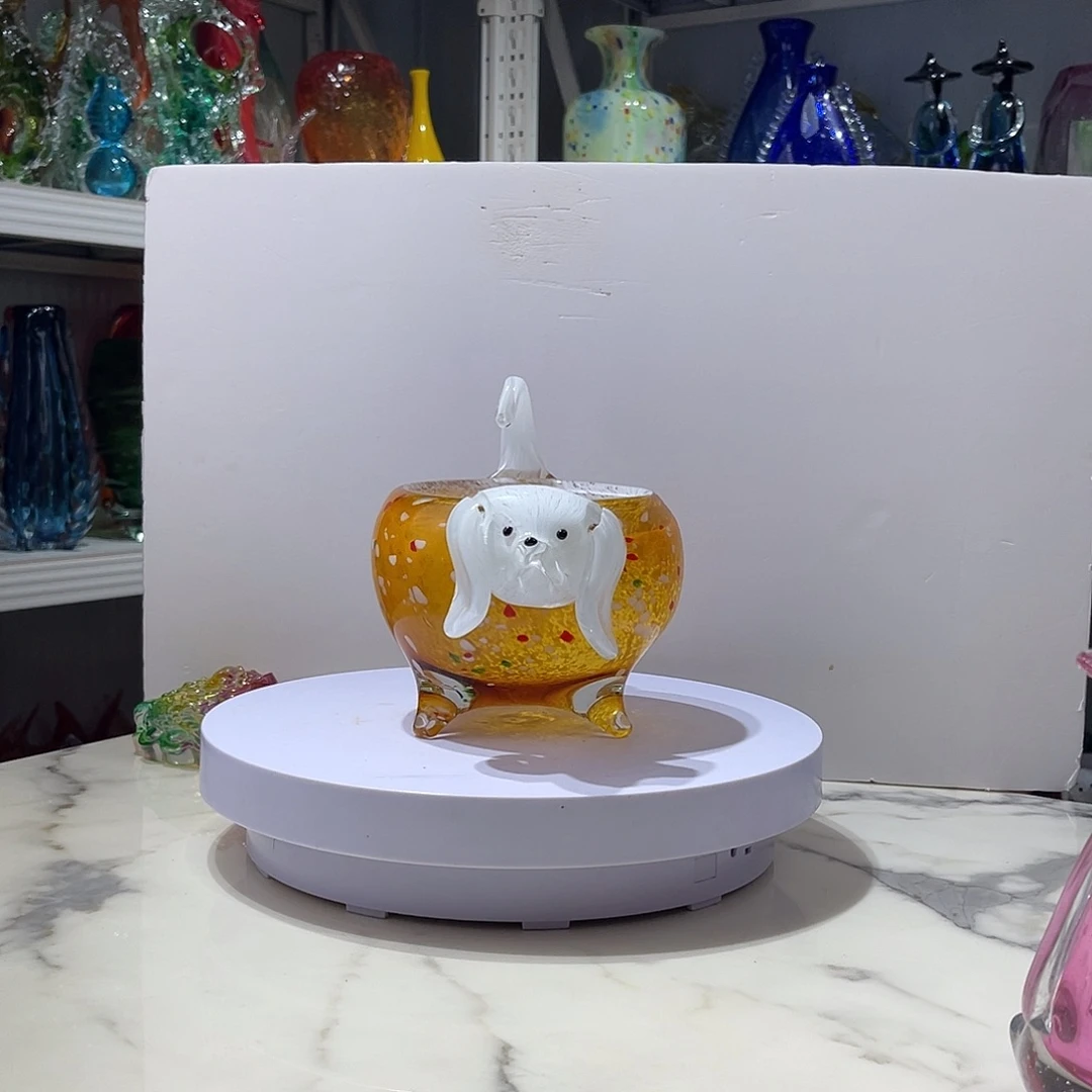 琉璃淄博琉璃，手工旺财果斗
