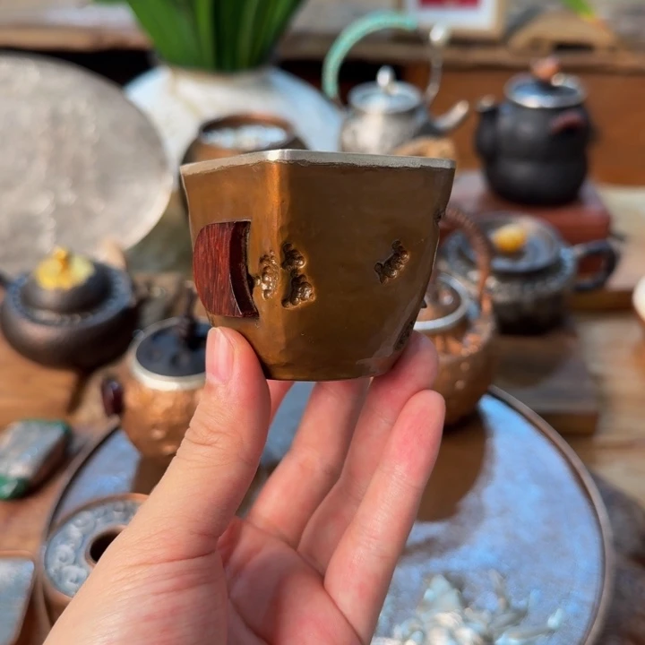 四方铜包银100ml主人杯