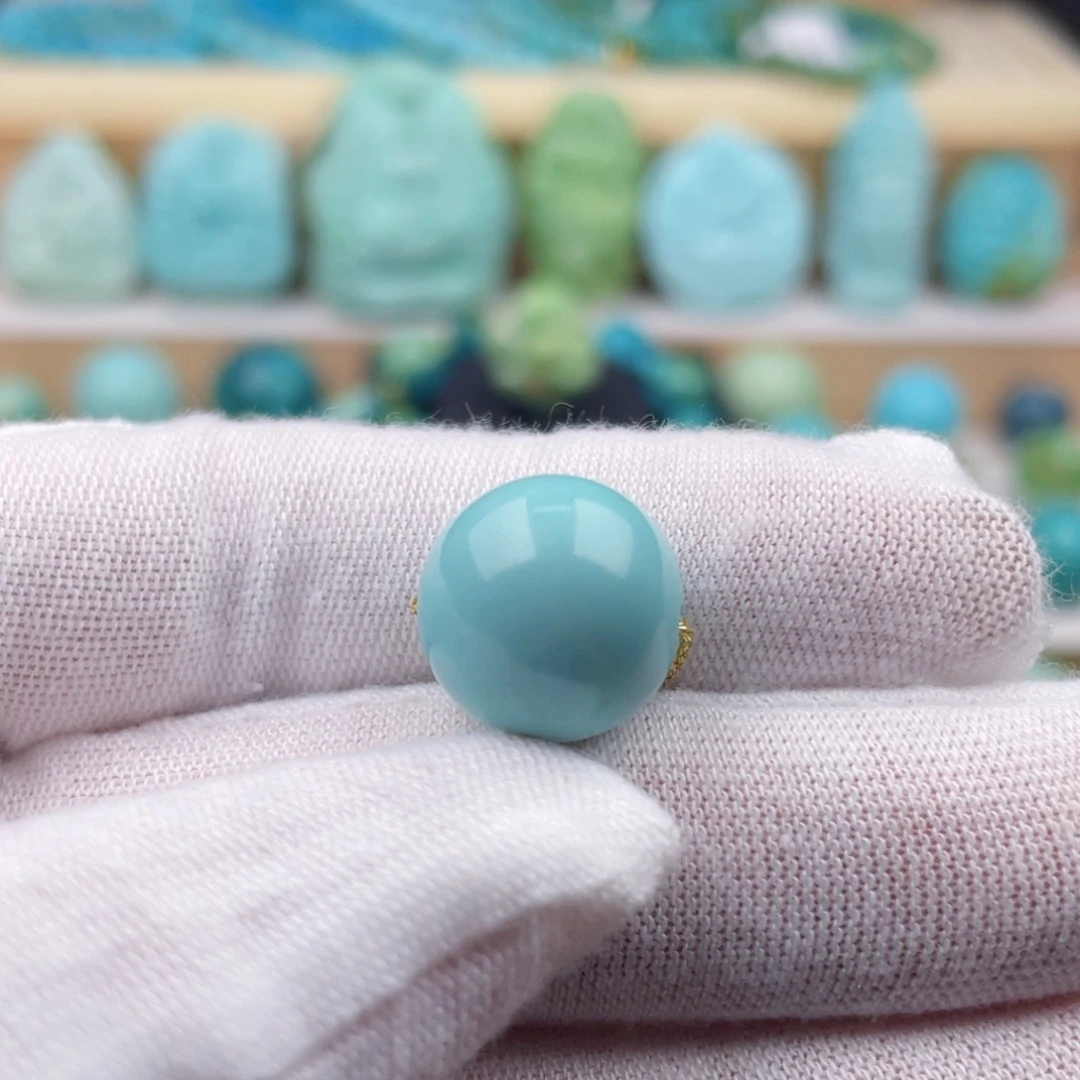 未镶嵌绿松石珠宝奇石14mm