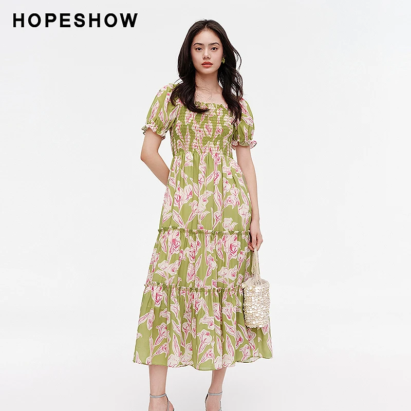 【思思专属】红袖度假风印花收腰方领套头连衣裙89124191629