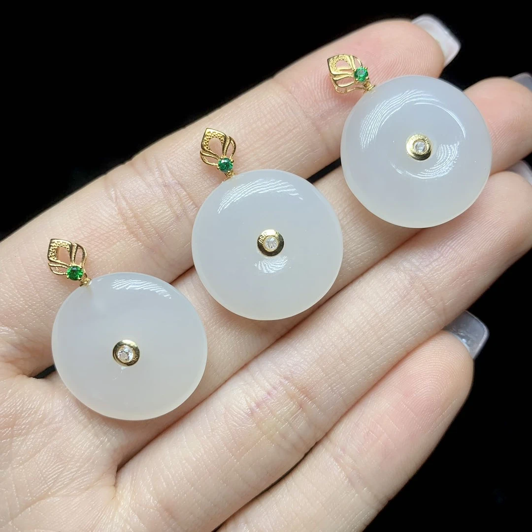 【云上叙】18K金和田玉吊坠-多样性发一件19x3.5mm-V25893-K（商城）