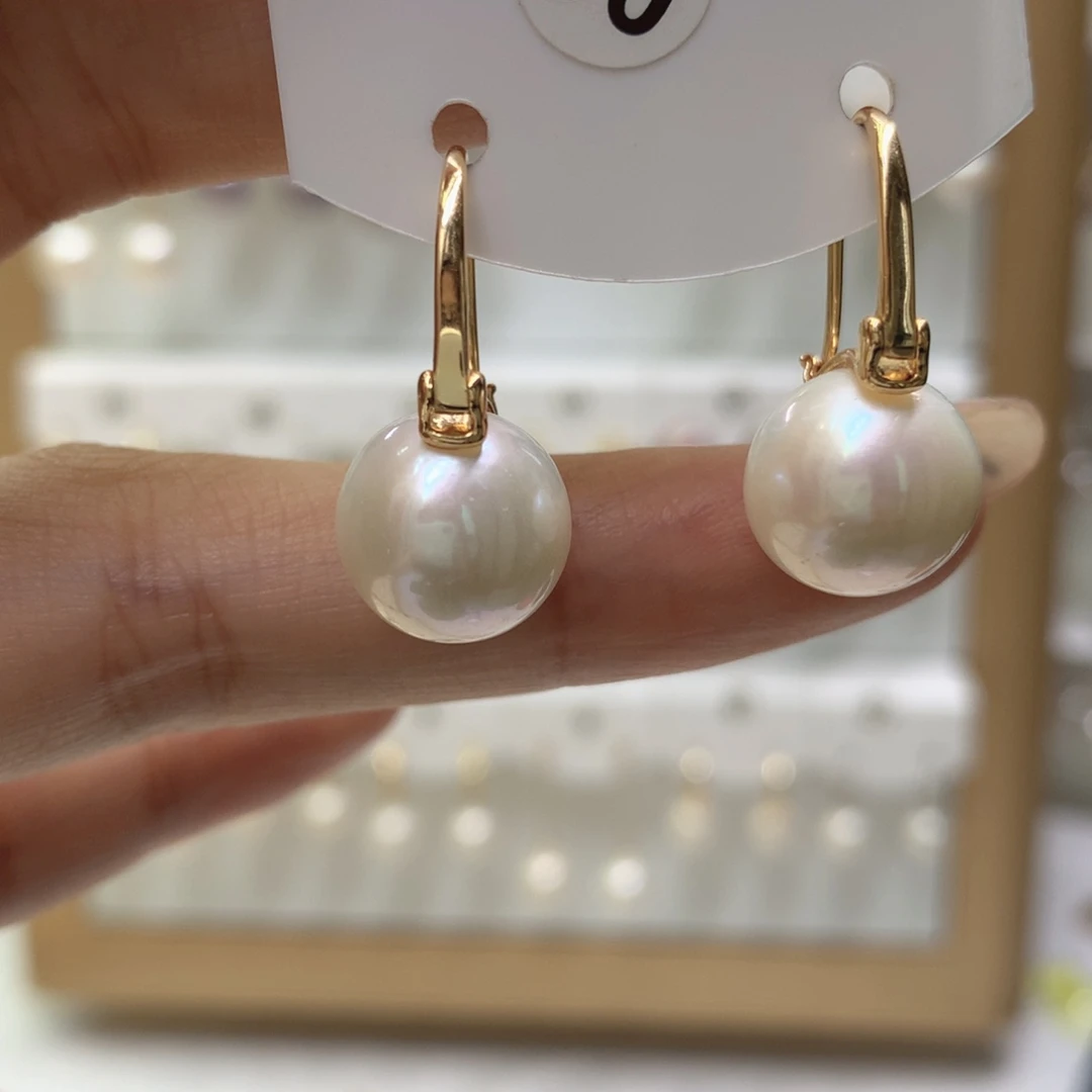 银S925镶嵌淡水珍珠耳饰