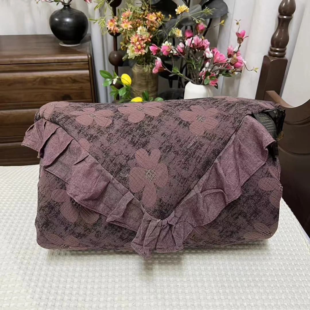 【裙边】繁花里-玛瑙红顶奢麻四季被2*2.3米（5.2斤左右）