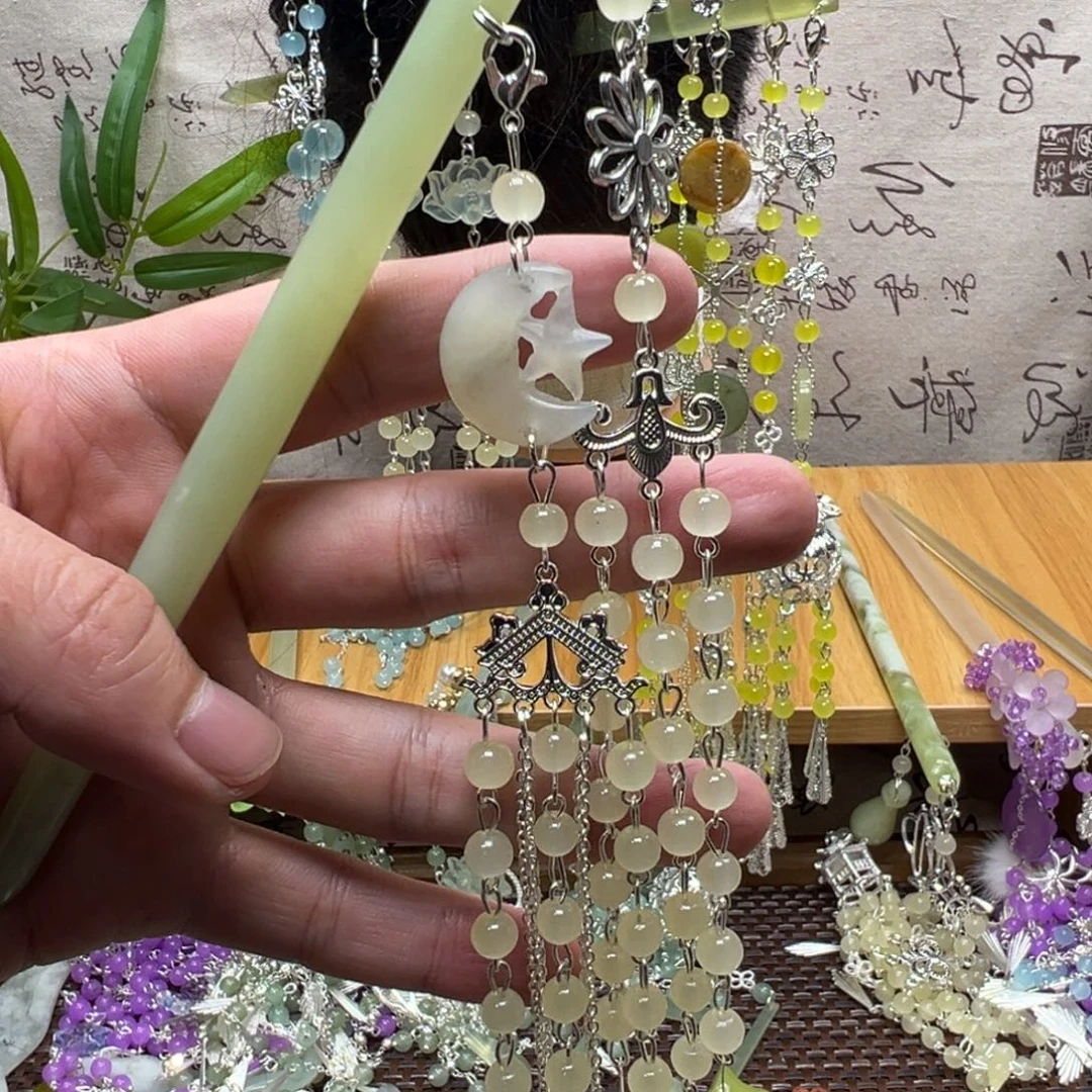 蛇纹石玉合金发饰