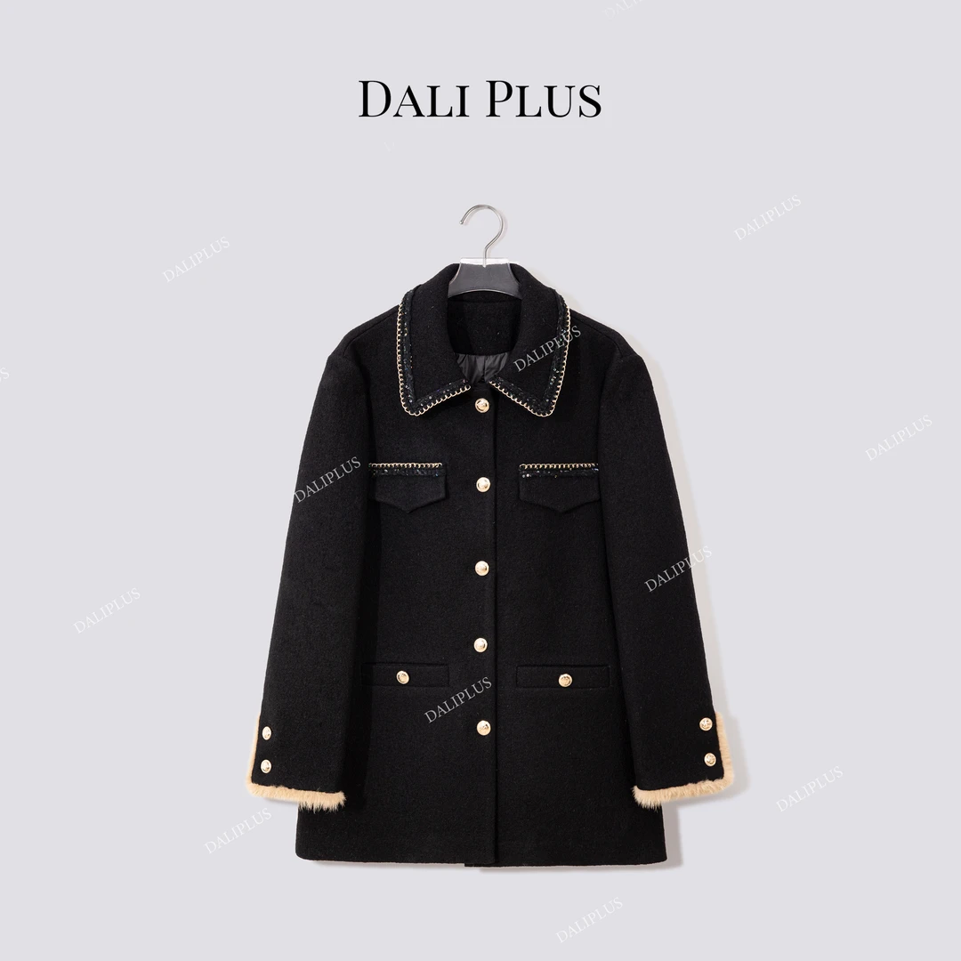 DALI PLUS“中古水貂拼羊毛呢子95白鹅绒”羽绒服轻装滑-D5SS7325