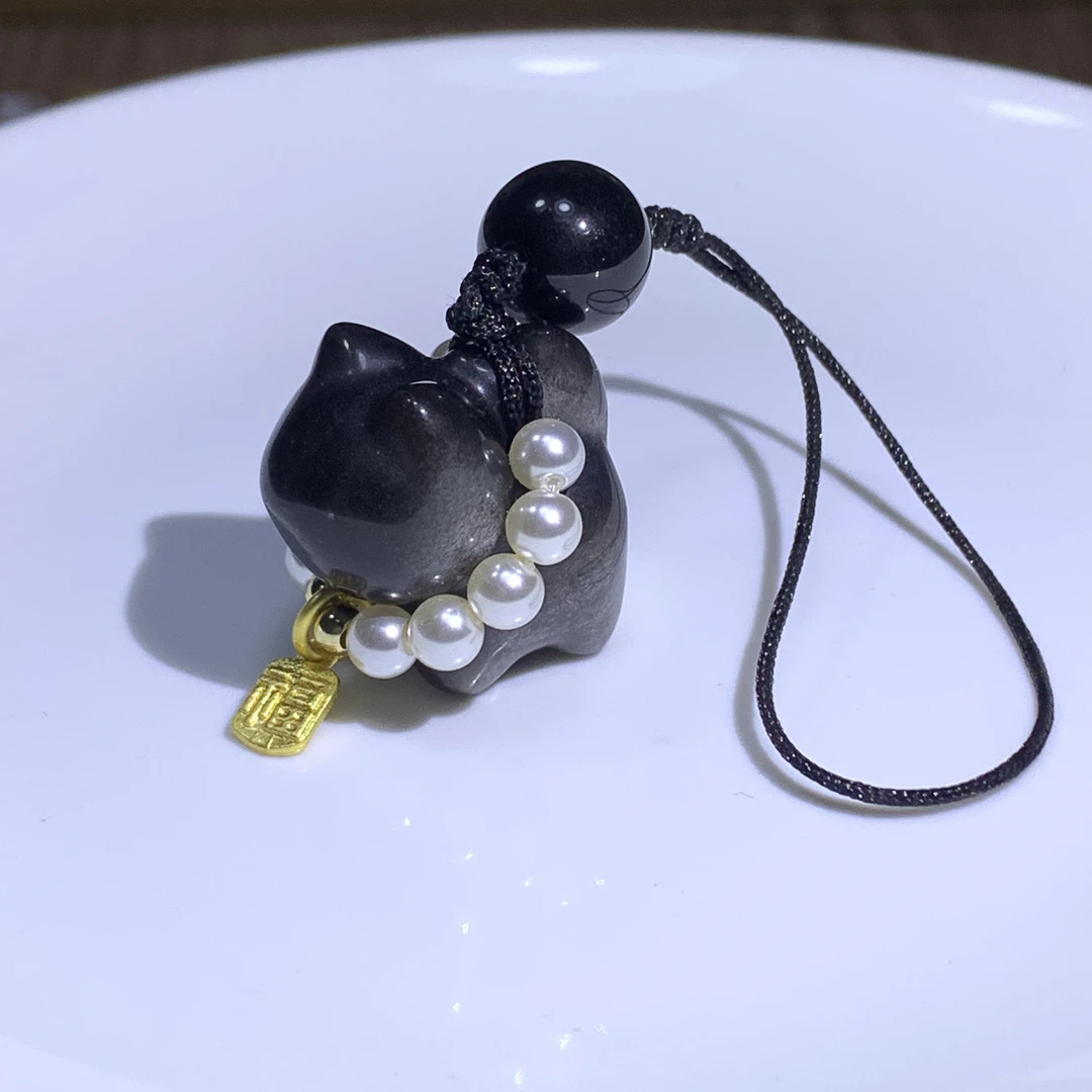 银曜石猫猫手机挂