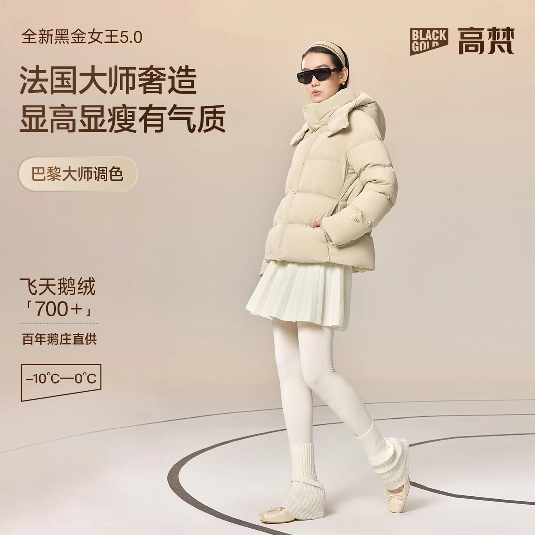 【高梵黑金鹅绒服】动感女王5.0五格防水修身琥珀流光风休闲90绒