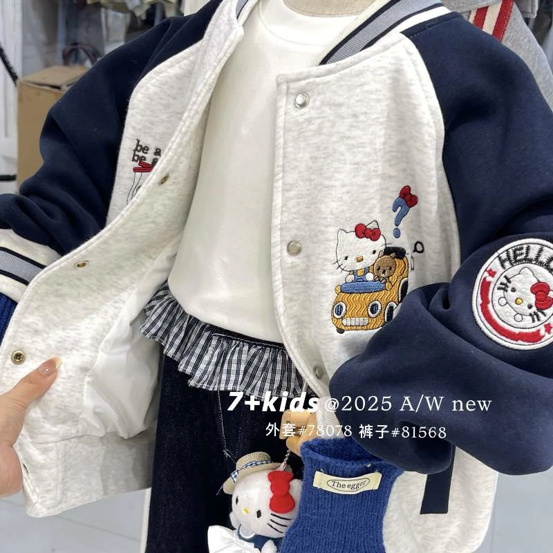 8078儿童KT猫刺绣棒球服