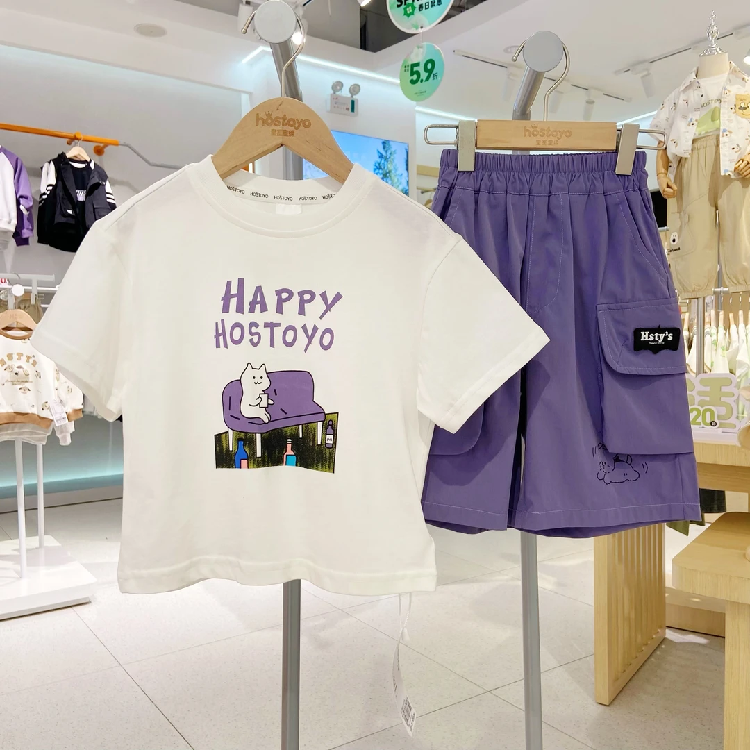 【中大童】2025男童夏装卡通印花套装百搭夏季五分短裤17230578025