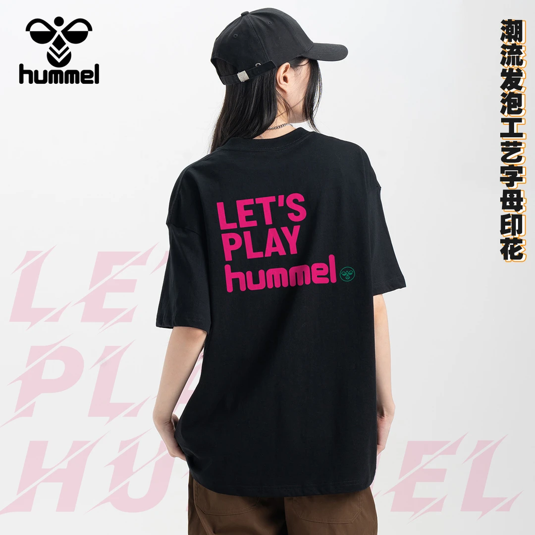 HUMMEL运动短袖男夏季薄款潮流印花半袖百搭情侣美式街头t恤