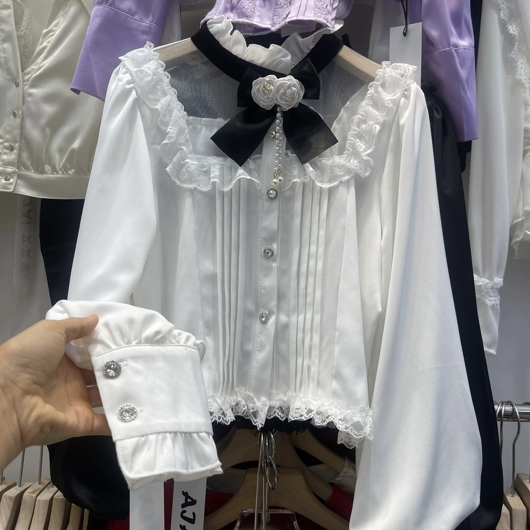 151-200编码蕾丝蝴蝶结简约学院风百搭女士衬衫