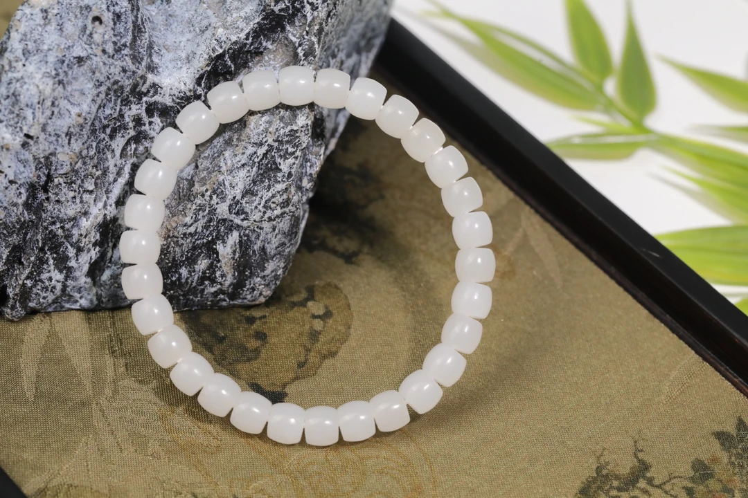 和田玉白玉手串约7*6mm左右约15g+ S0927-01