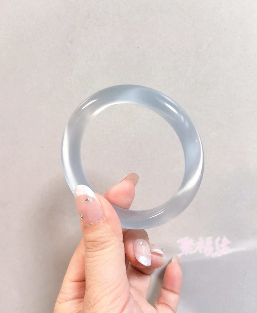非金属玻璃手镯 冰透水晶手镯冰冰蓝手镯高颜值百搭猫眼手镯礼物