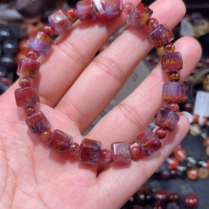 水晶手串未镶嵌极光方糖手链