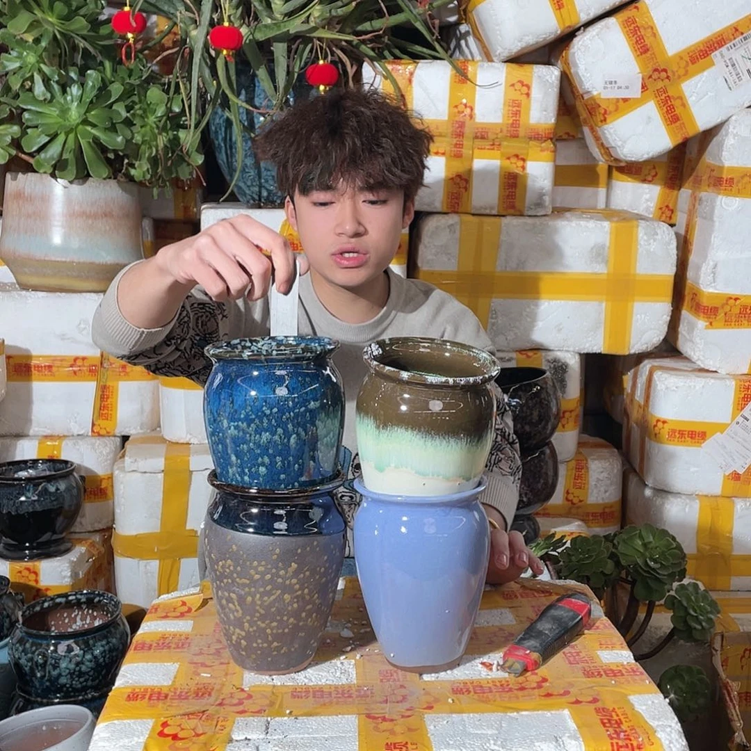 无铅玻璃宜兴紫砂花盆12/16