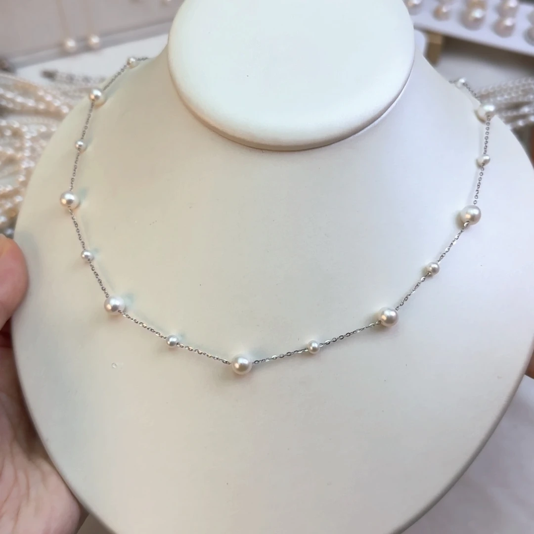 银S925镶嵌颈饰淡水珍珠