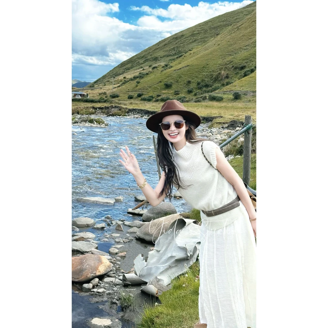 YIDA【秋风微澜】简约半高领米白色羊毛衫/打底衫