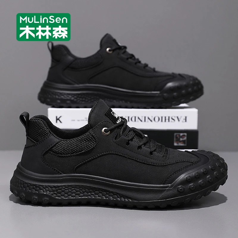 木林森男鞋休闲鞋秋季2025新款厚底耐磨运动鞋男士劳保工作开车鞋
