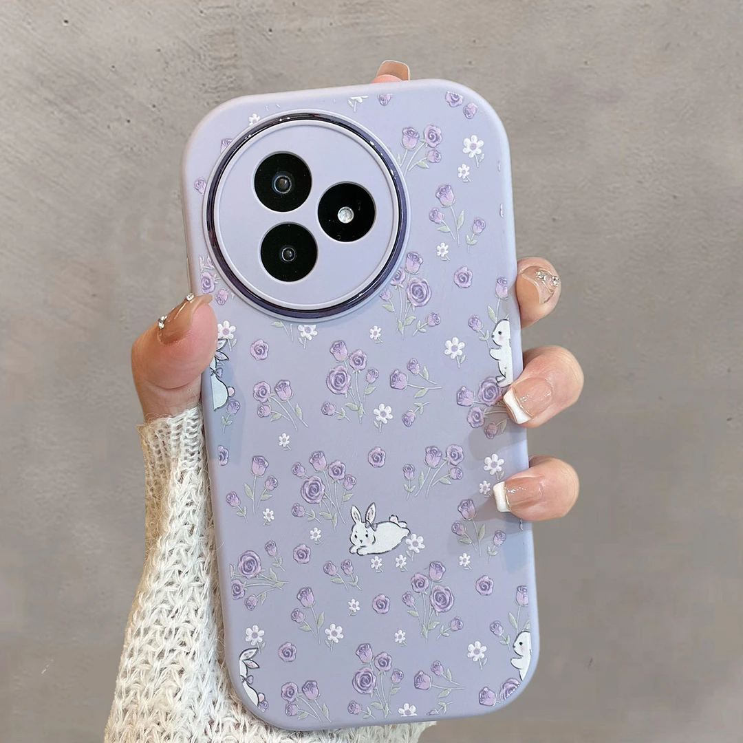 适用于红米k80至尊版手机壳k80ultra紫色小清新花朵可爱兔子新款