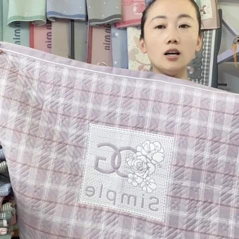 棉纱布紫色小香纯棉
