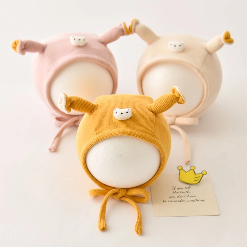 婴儿帽子春秋季新款男女宝宝可爱萌帽新生儿胎帽婴幼儿护囟门帽