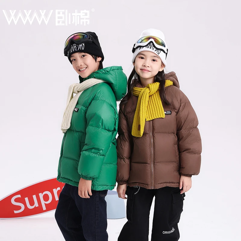 新国标90白鸭绒男女儿童时尚百搭保暖轻盈蓬松长袖羽绒服78A9