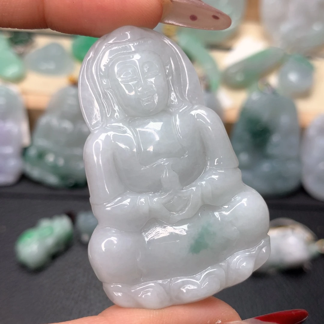 翡翠颈饰未镶嵌玉观音吊坠