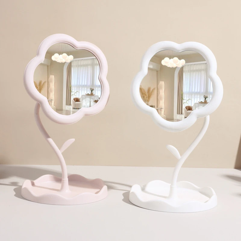 ins花朵便携镜子桌面台式梳妆镜学生宿舍高颜值随身太阳花化妆镜