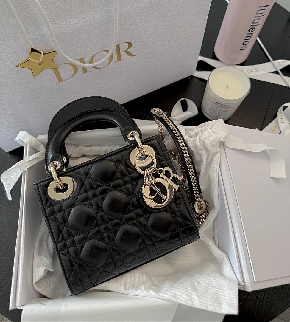 99新 DIOR/迪奥 三格戴妃黑金羊/优品