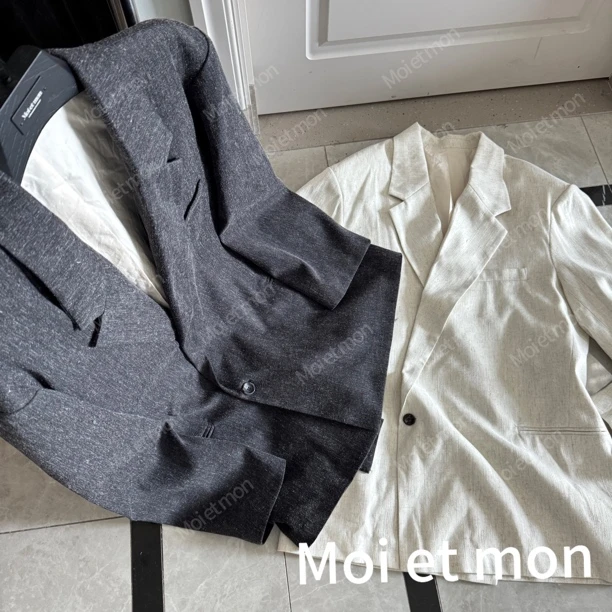 【Moi et mon】春季新款小众休闲宽松时尚西装外套百搭纯色西装外套