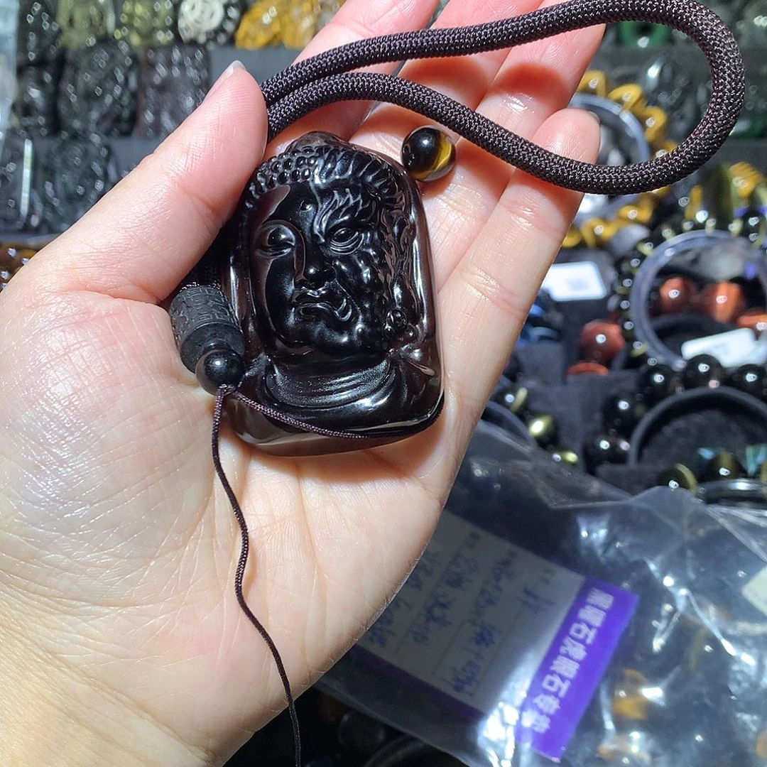 帅***黑曜岩未镶嵌颈饰