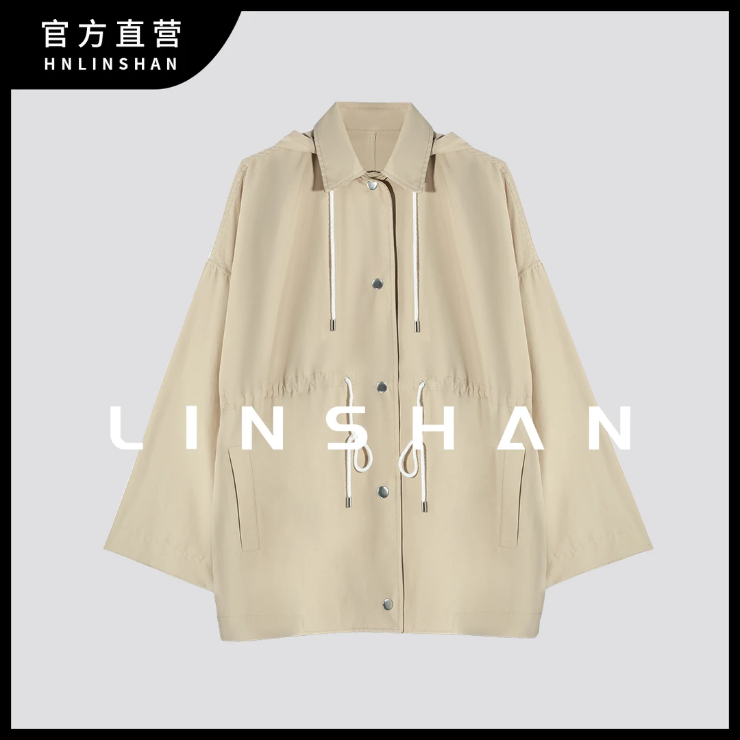 【清】【西野暮色】早秋新款优雅宽松设计小众抽绳风衣23310202