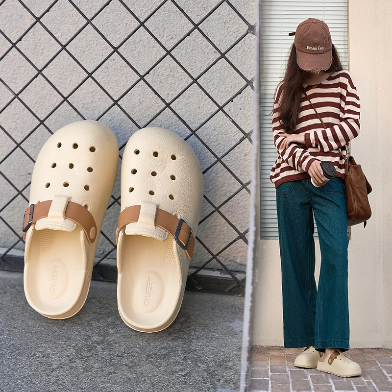拖鞋女夏季外穿厚底防滑勃肯鞋女款新款洞洞鞋家居沙滩包头凉拖鞋