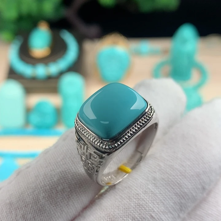 【闪购商品】绿松石珠宝奇石戒指银S925镶嵌