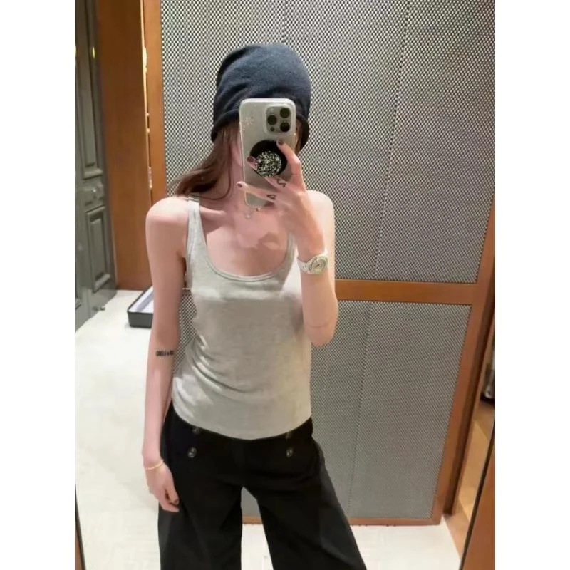 蘑糯米白/花灰/浅咖色通勤背心 5231-682