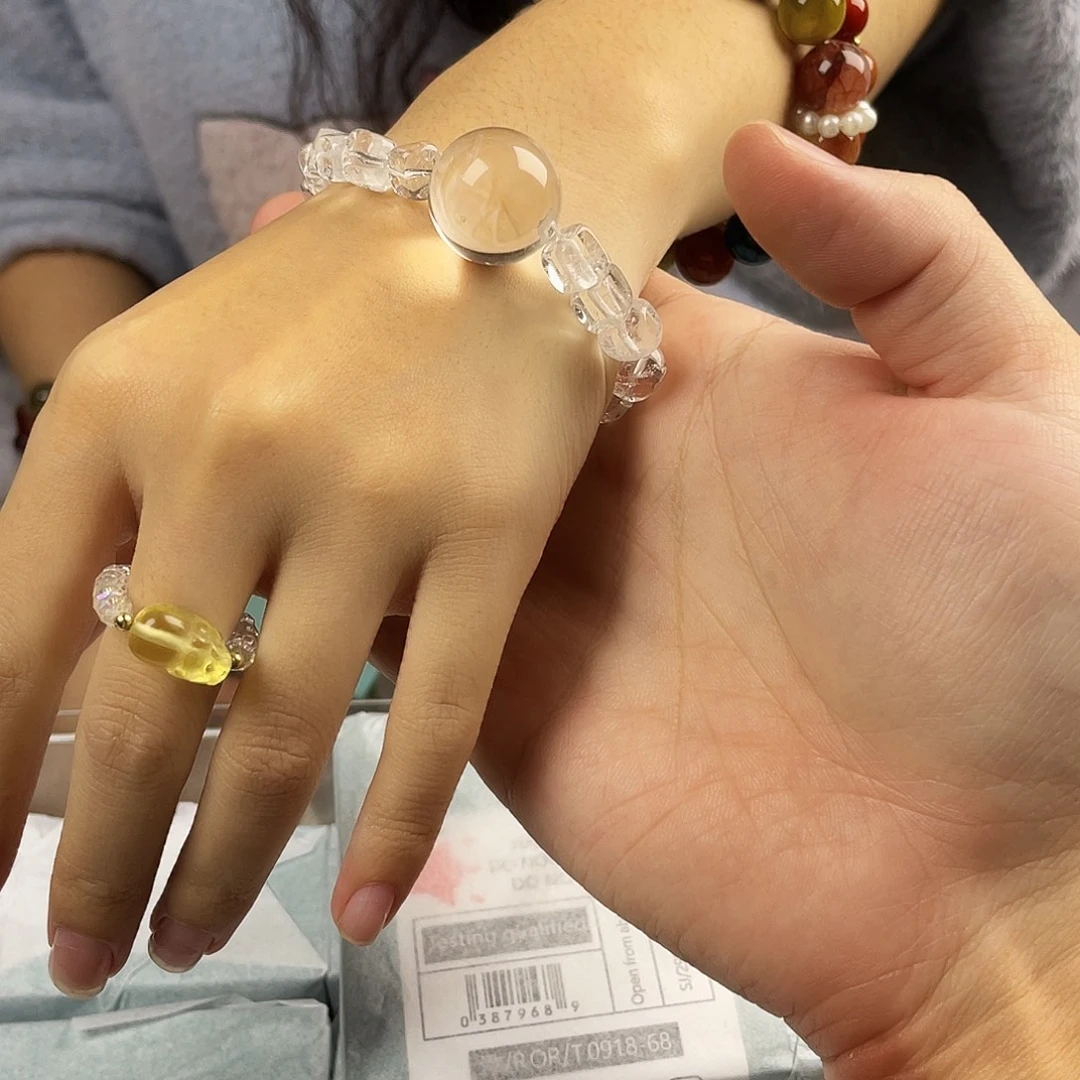 银S925镀金镶嵌手串水晶