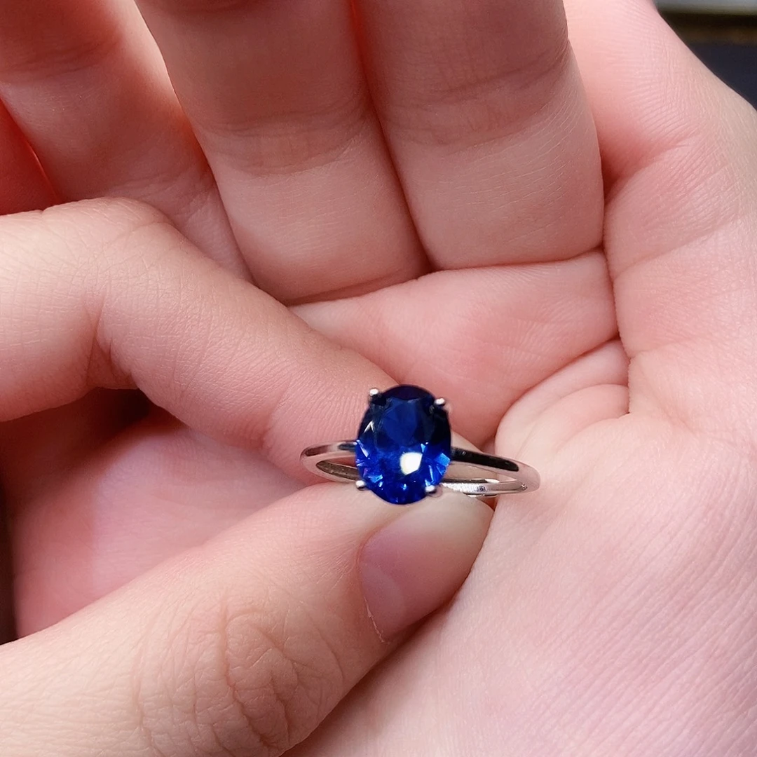银S925镶嵌戒指蓝宝石