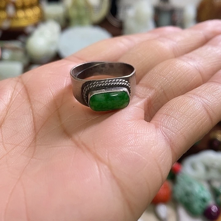 翡翠银S925镶嵌戒指好看8888888888888888