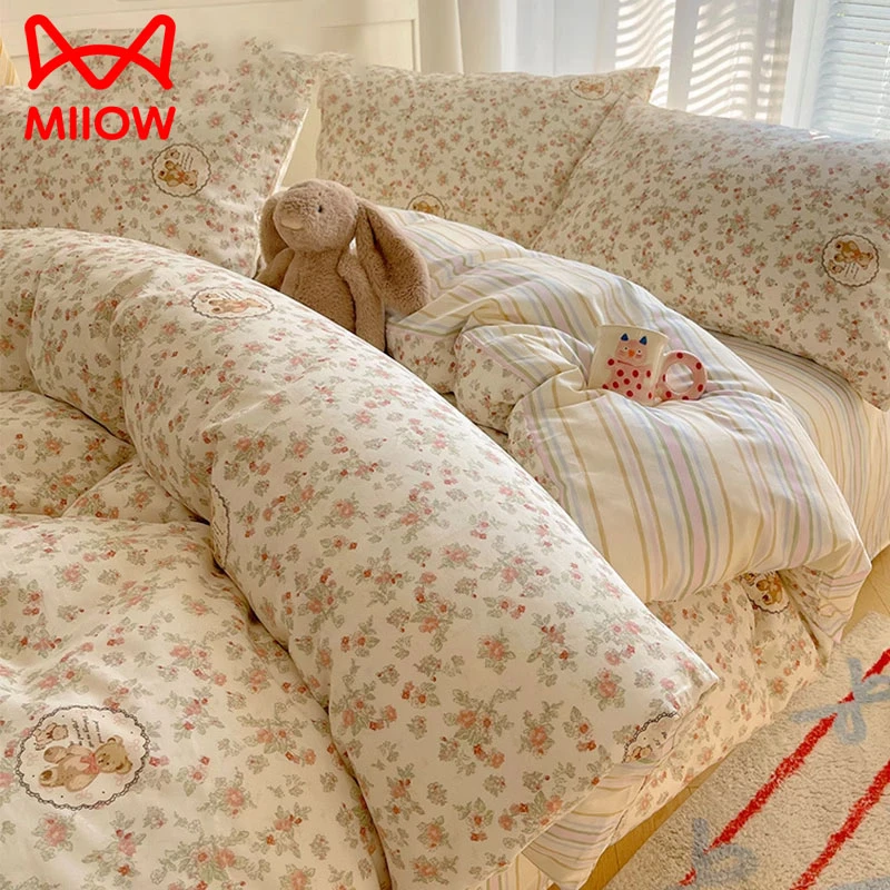 猫人ins风全棉四件套100纯棉被套学生单人宿舍床单被罩床品三件套