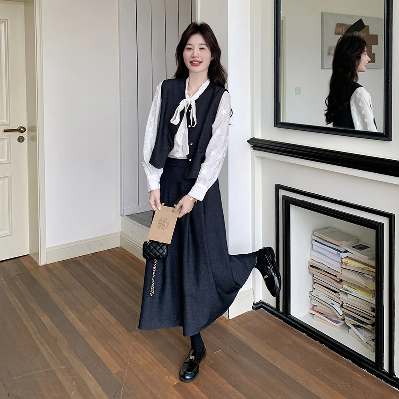 法式小香风马甲套装裙女2025春季新款气质一整套穿搭半身裙三件套