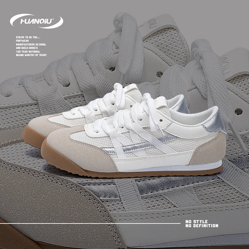 HUANQIU/环球德训网面小巧板鞋女鞋2025夏季新款舒适运动休闲鞋女