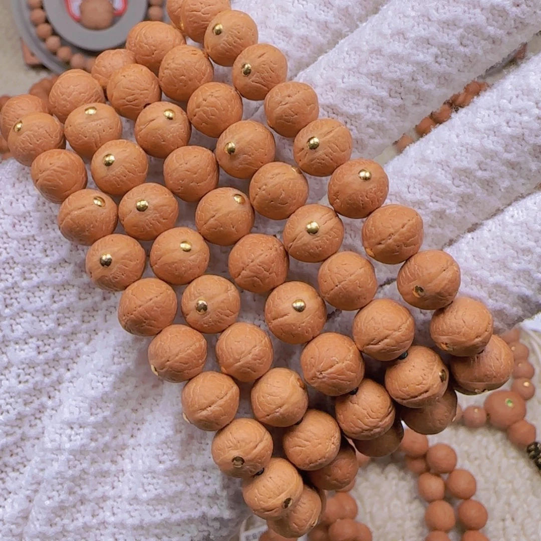 云***邸凤眼菩提手串10.5mm左右108实心镶嵌24k金钉