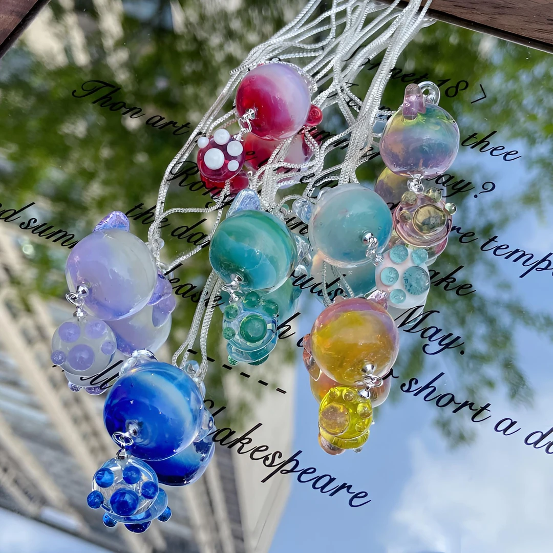 非金属玻璃吊坠 【灯工琉璃】进口料手工烧制原创百搭吊坠