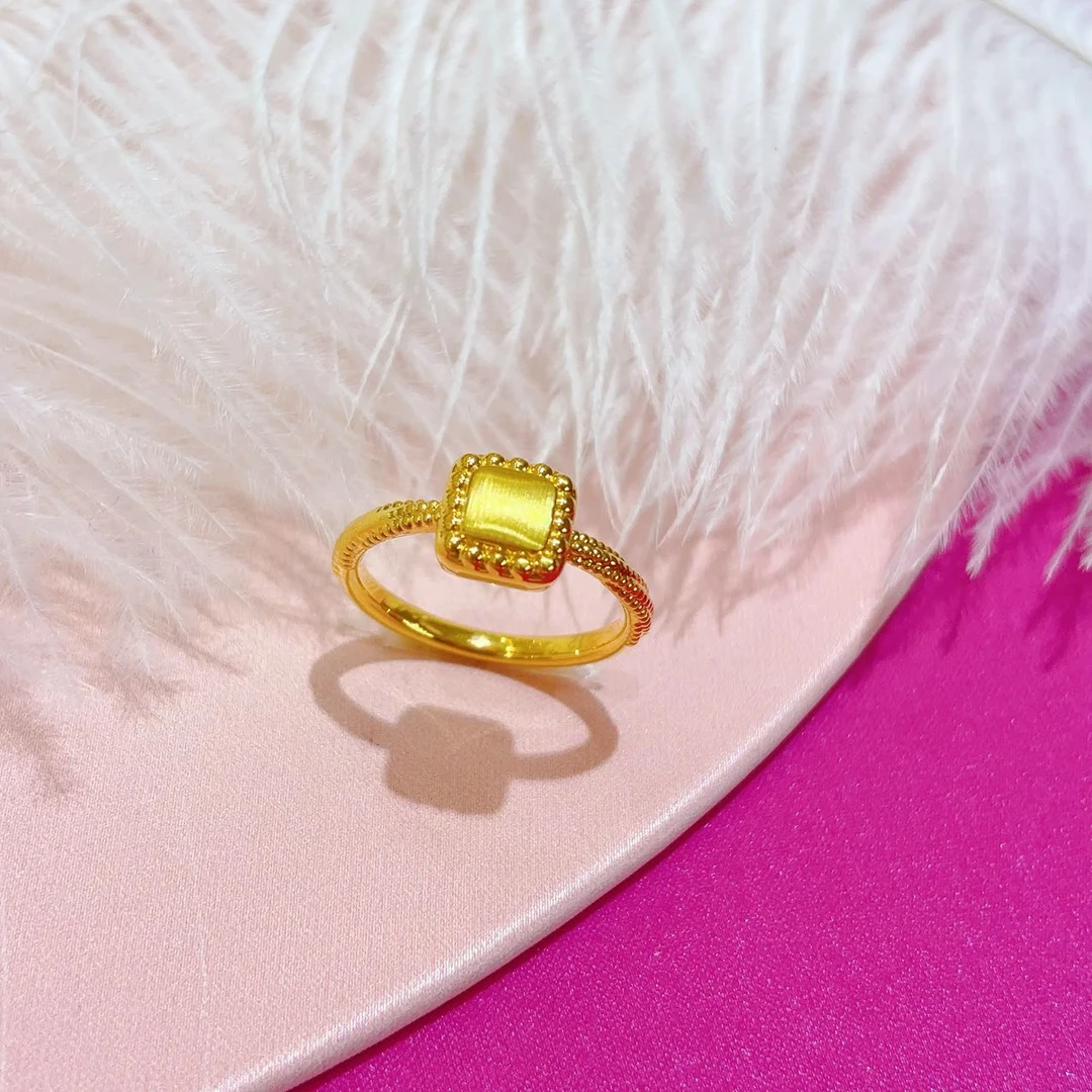 黄金戒指足金999鎏金岁月小面包5D高工艺戒指女款气质轻奢简约