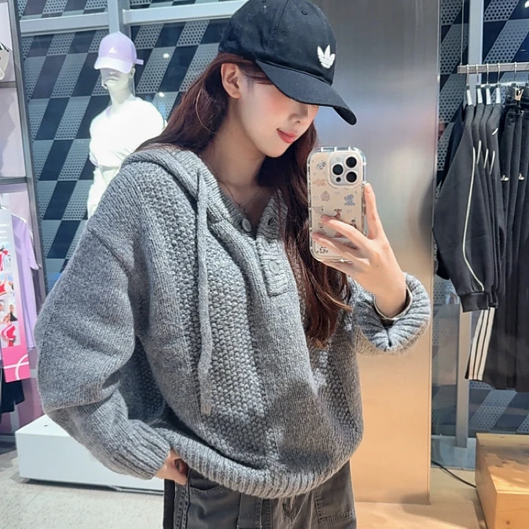 ADIDAS CREW SWEATSHIRT厚款针织毛针织衫连帽套头针织衫KS5967