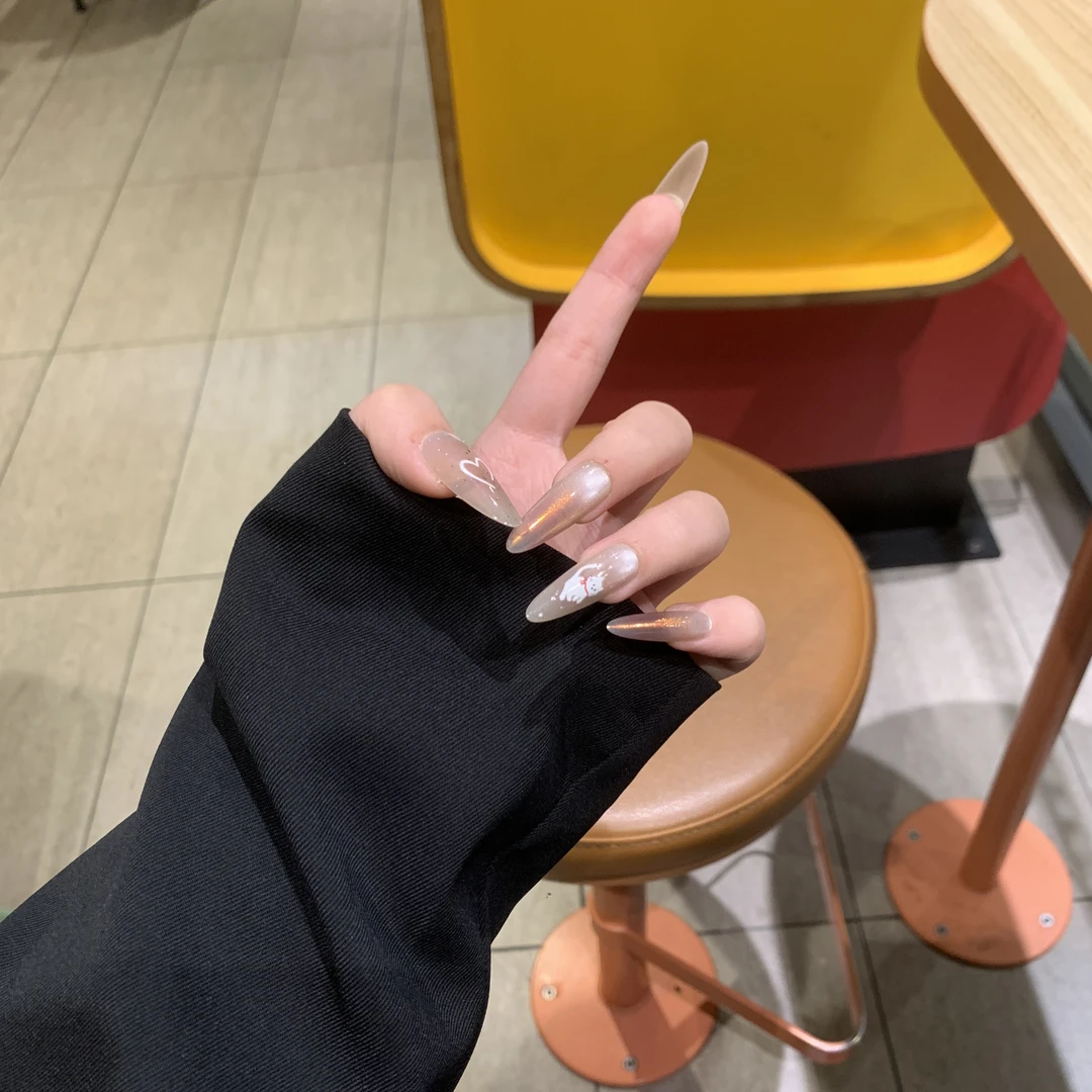 猫眼长尖小猫#《小柒家》2025爆款半手工学生显白穿戴甲82