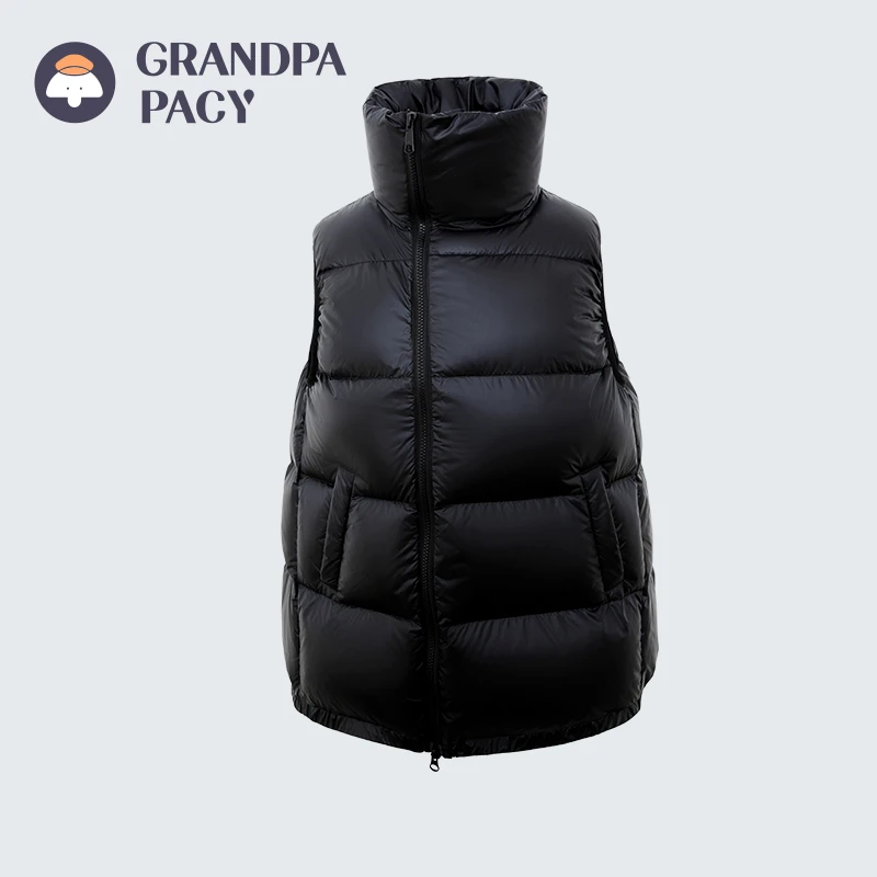 帕西爷爷女羽绒马甲外穿2024新款超轻舒适大黑色加厚保暖秋冬季装