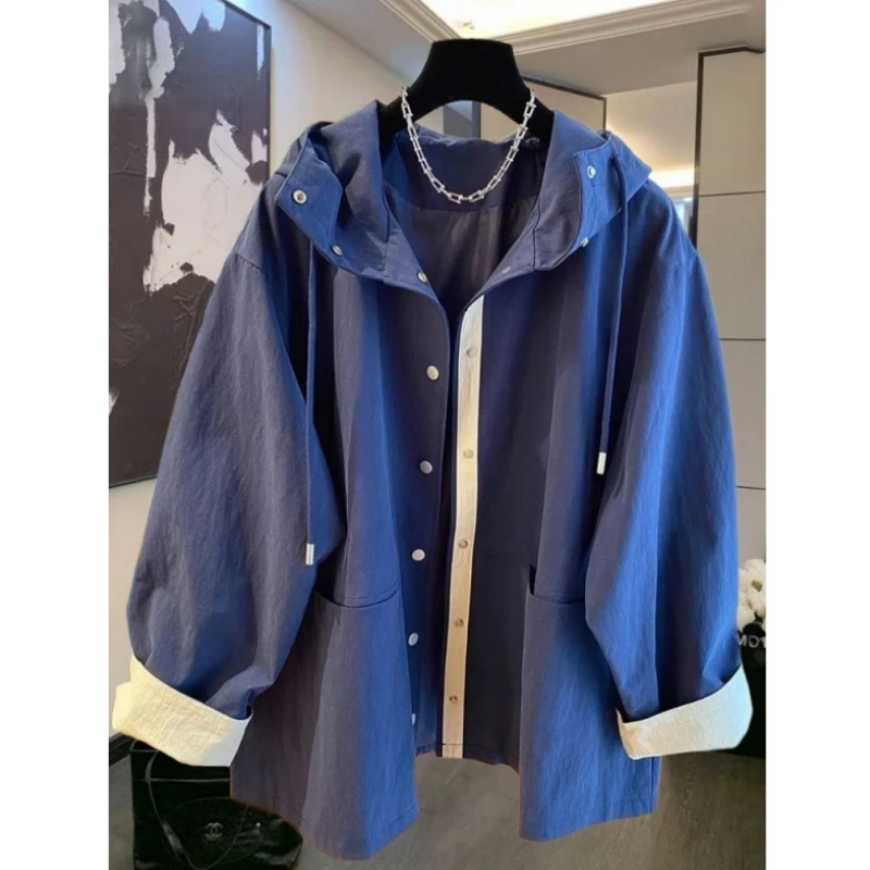 2-300斤胖mm外套大码显瘦百搭高级感撞色小众别致中长款冲锋衣