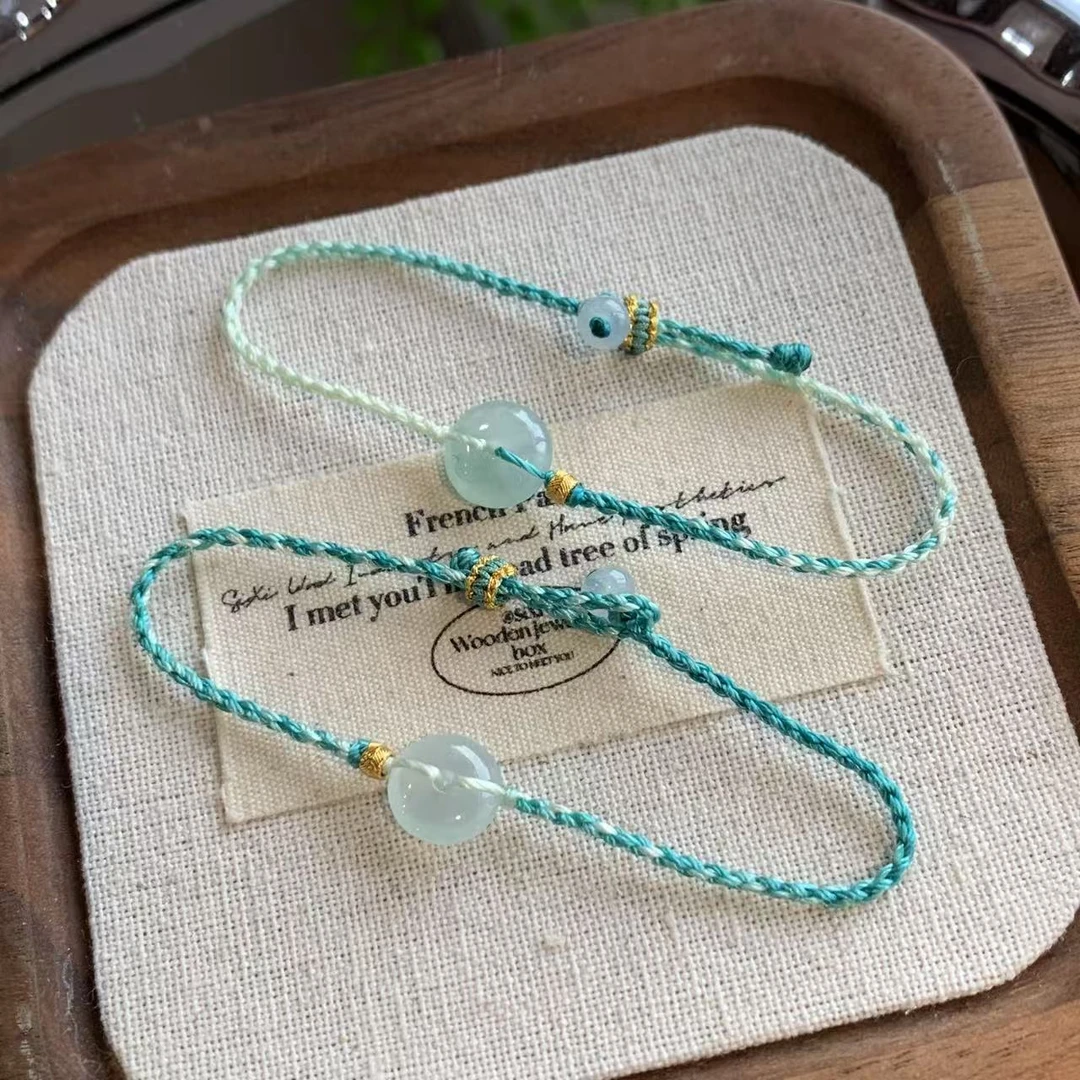 【山玥珠宝】天然翡翠18K金新中式平安扣手绳（多样性发一件）