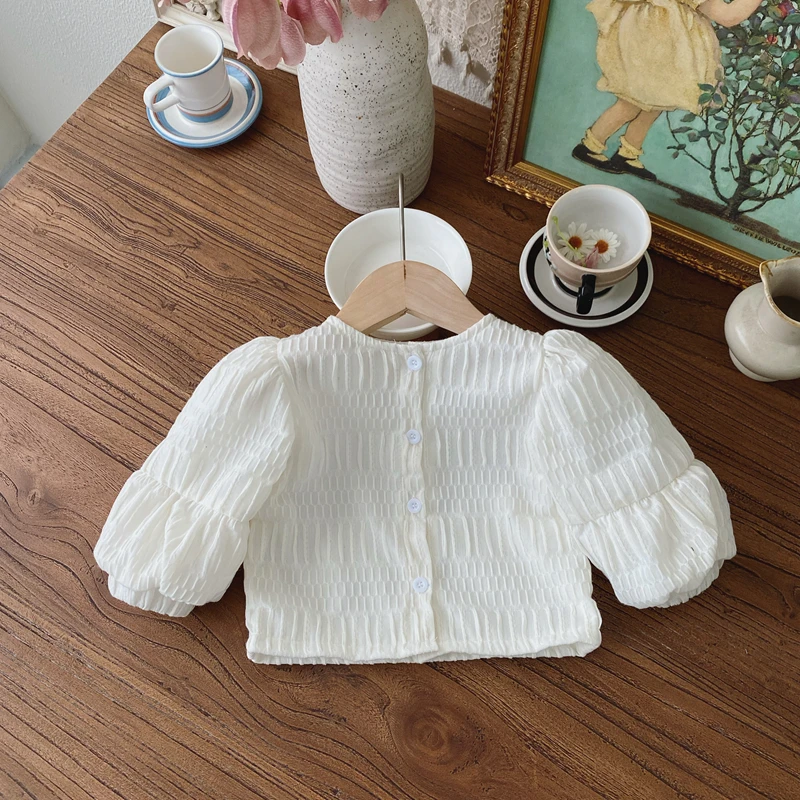 2025春款女童韩系双层邹布灯笼袖外套上衣7043